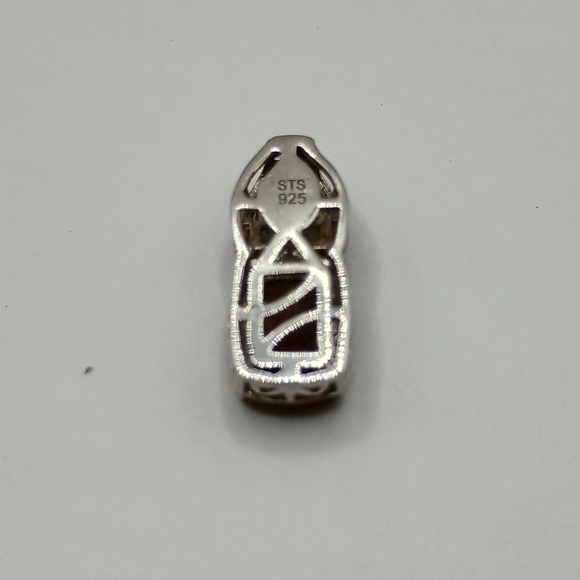 Pendant And Earring Set Sterling Silver With Carmel And Colorless Gemstones - Picture 2 of 5